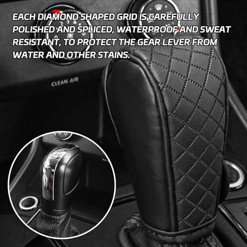 image for QKYS Leather Car Gear Shift Knob Cover, Upgraded Anti-Slip Design Stic