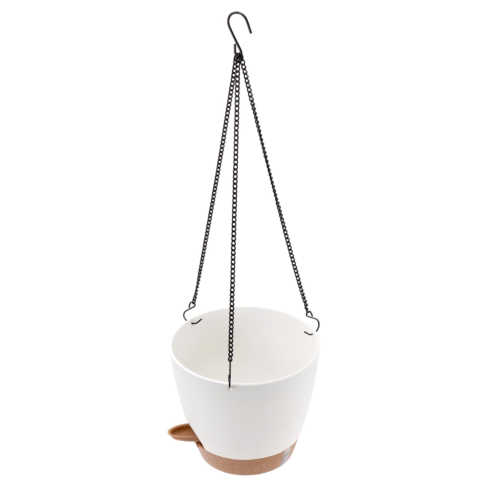 SINJEUN Lot de 2 Pots de Fleurs Suspendus avec Réservoir d'eau - 20,3 x 17,8 cm - Blanc Doré - pour Intérieur et Extérieur - Balcon Terrasse Jardin