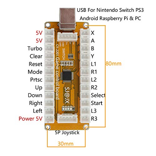 Gamepad Arcade USB de 8 Vías Compatible con PC MAME PS3 y Nintendo Switch 4