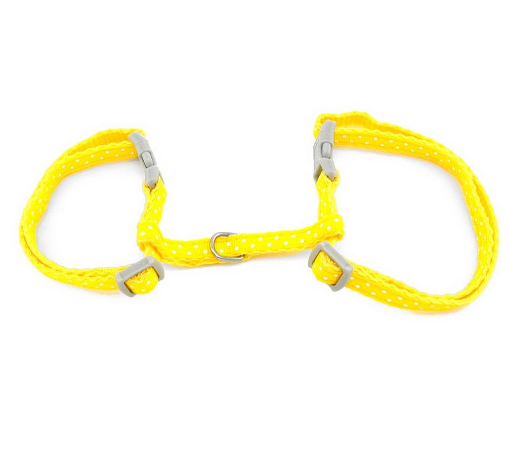 Ranphy Polka Dot Small Dog Halter Harness Cat Basic Harness Puppy Collar with Leash Set Adjustable for Walking Training Running Hiking Yellow