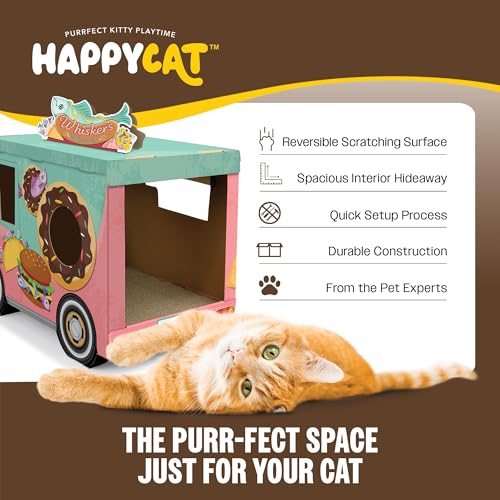 Rascador para gatos HappyCat estilo vintage de cartón miniatura 5