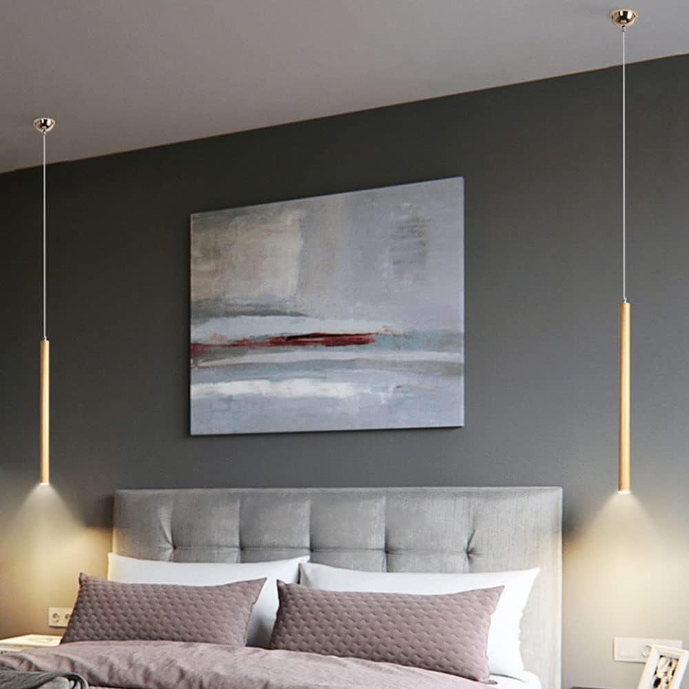 QTHWB Ciondolo lineare Industriale Moderna Lampada a Sospensione in Oro Isola Tavolo Pranzo da Letto per Lungo Il del soffitto