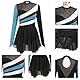 FYMNSI Damen Eiskunstlauf Kleid, Glitzer Metallic Langarm Ballettkleid mit Kristallen Ballettkleidung Gymnastik Leotard Turnanzug Tanzkost�m Tanzkleider Gymnastikanzug Blau S