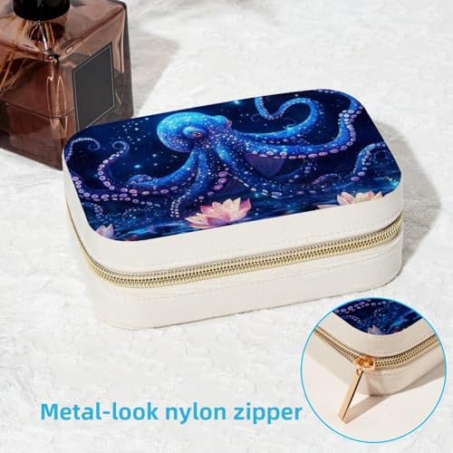 Boîte à bijoux portable pieuvre et lotus bleu de prestige
