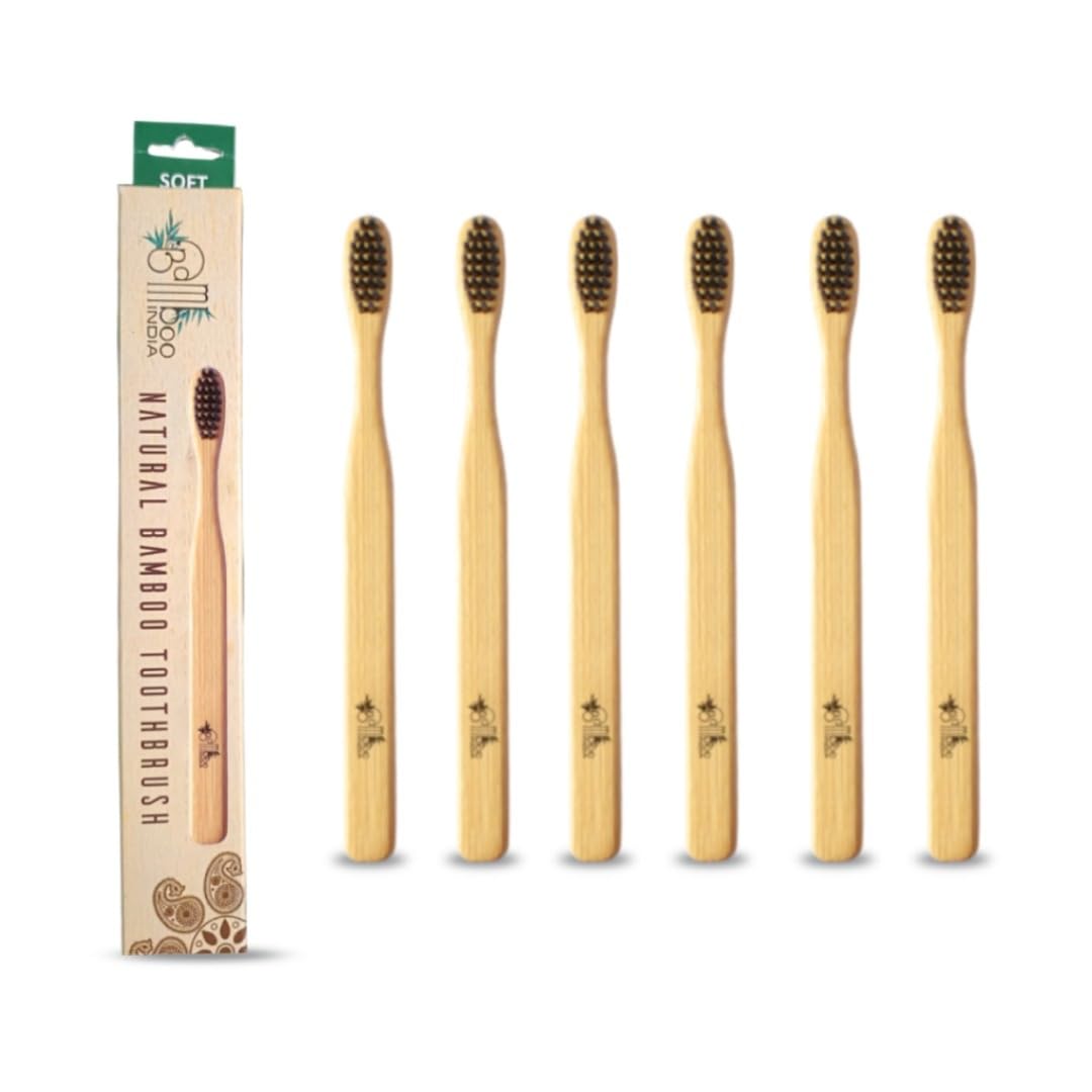 BambooIndia Bamboo Toothbrush Soft Manual (Pack Of 3) - For Kids/Adults - BPA Free Dual Charcoal Black Soft Bristles - Antibacterial & Biodegradable Handle - Natural & Eco-Friendly-picture-17
