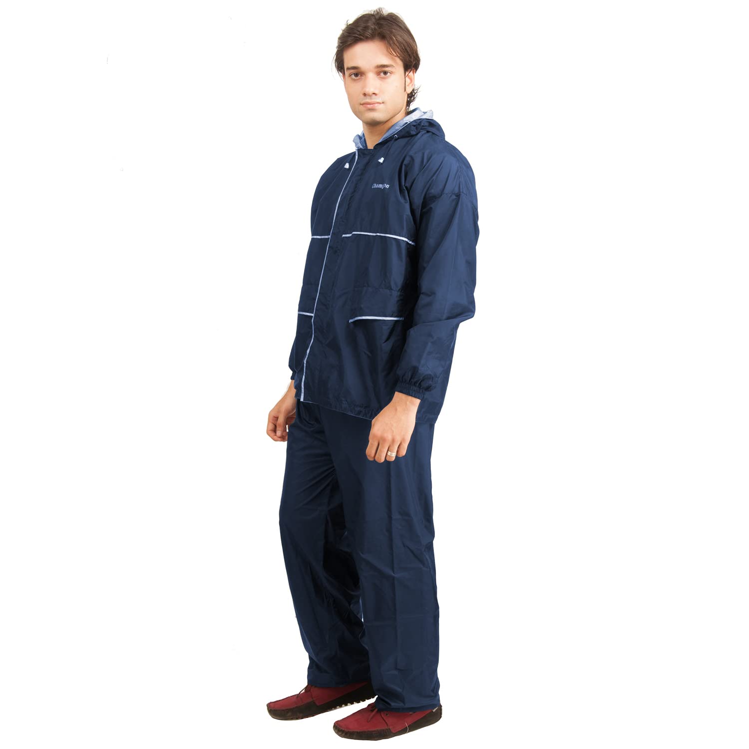 THE DRY CAPE ; LET IT RAIN Jacket Coat and Pant Mens Waterproof Bike Double Layer Branded Solid Raincoat Blue