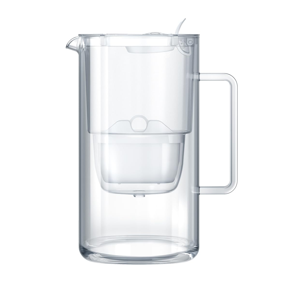 AQUAPHOR Glass – Wasserfilter Kanne aus robustem Glas, 2,5 l, inkl. 1× MAXFOR+ Filterkartusche, Weiß