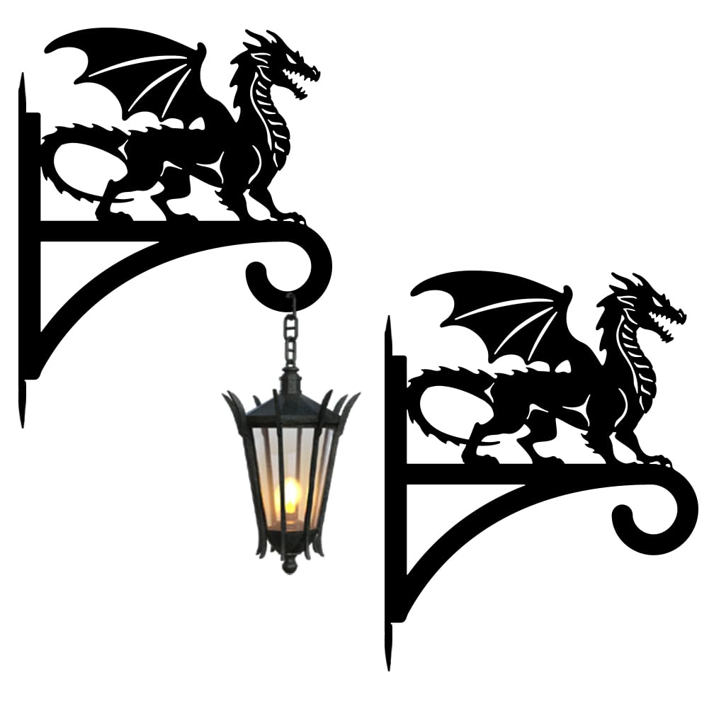 peacoblue 2er Pflanzenhalter Wandhaken,Drache Metall Blumenhalter | Robuster Pflanzenhaken 12"x15" Zoll für Innen und Außen,Halterung für Blumentöpfe,Laternen und Vogelhäuser für Garten