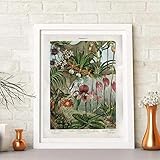  Tableau Murale Salon,Orchidées Fin des Années 1800 Affiche Botanique Impressions sur Toile Muflier Fleurs Anciennes Plantes Mur Art Peinture Photo Décor De La Maison, Affiches Vintage - 30X40Cm