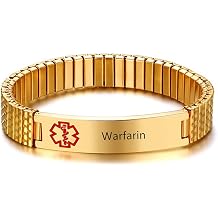 ZKXXJ Personalized Medical Alert Bracelets for Men Women Stainless Steel Elastic Wristband ID Identification Cuff Bracelet Health Awareness Jewelry for Adults Teens,with Medical Card