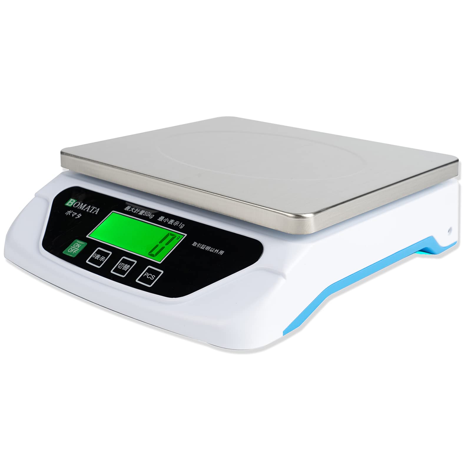 BOMATA(ボマタ) 台はかり 1g単位 50kg ステンレス製秤台 全視角LCD USB給電&乾電池 2式給電 風袋引き機能 計数機能 オートオフ機能(取消可能) デジタルスケール 測り (単三乾電池2本、USBケーブル付き) B612B 50kg