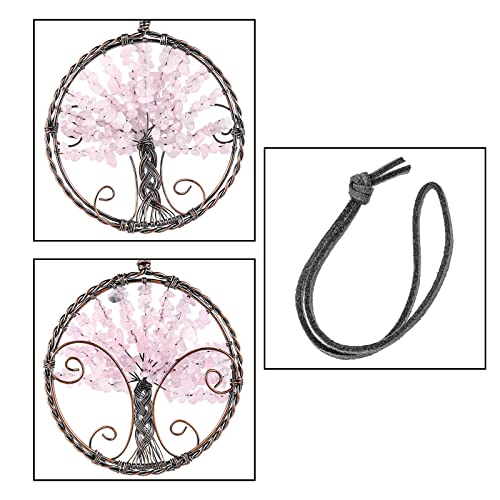 Nupuyai Rose Quartz Tree of Life Hanging Ornament - Image 3
