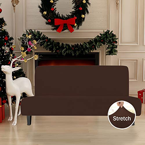 Image of Easy-Going Stretch Large Futon Slipcover Armless Futon Cover Coffee