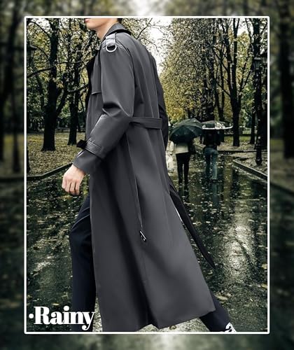 Image of Pantete Men's Double Breasted Trench Coat Oversized Windbreaker Long Jacket