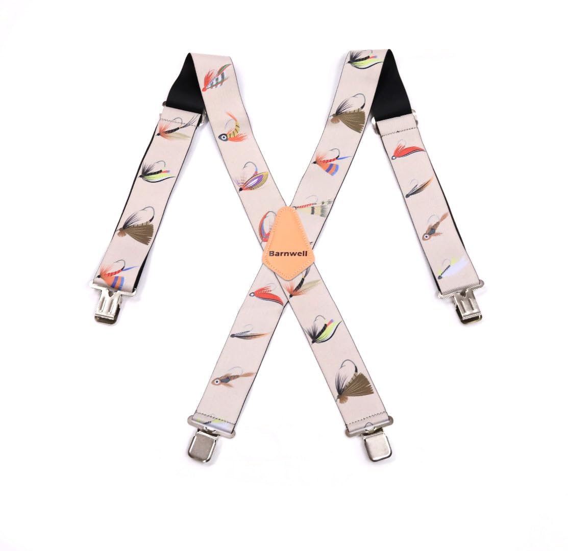 Barnwell Fishing Trouser Braces Suspenders Heavy Duty Metal Clips 50mm Wide Adjustable Elastic Work Fly Hook