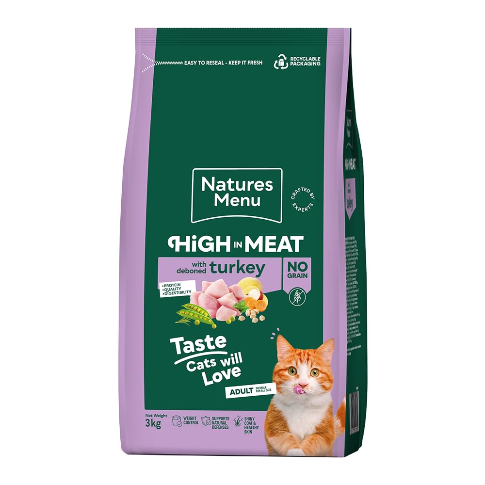 Natures Menu High In Meat No Deboned Turkey Adult Cat Food - Grain 3Kg