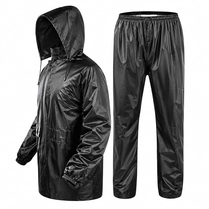 RainCoat for Men & Women Waterproof with Pants Polyester Rainsuit...