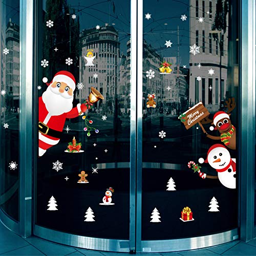 N/A Vinilos navideños para Ventanas DIY Pegatinas de Ventana de Navidad Papá Noel Muñeco de Nieve Reno Decoración para escaparate Puerta
