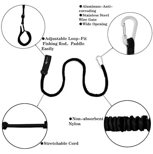 MOPHOEXII Kajakpaddel-Leine, Kajakruten-Leine, Kajakpaddel-Fangriemen, dehnbarer Spiralfangriemen, Kajak-Angelzubehör für Kajaks und Paddel