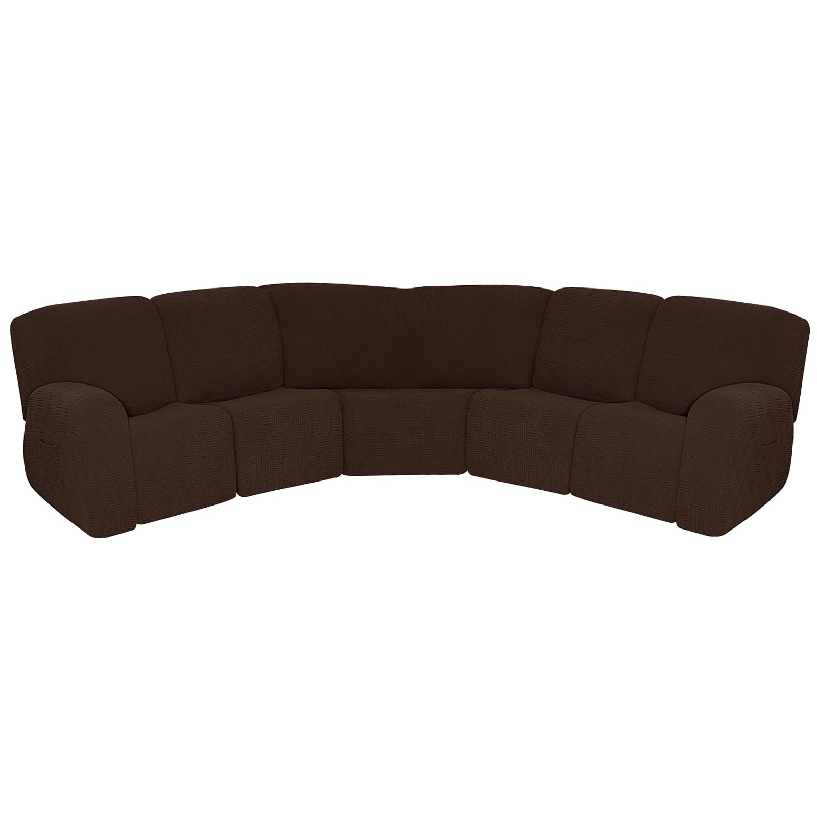 HYPIQQ L Shape Sectional Recliner Sofa Covers 5 Seat 7 Piece Stretch Reclining Couch Covers for Reclining L Shape Sofa Furniture Protector Cover,Brown,5 Seat