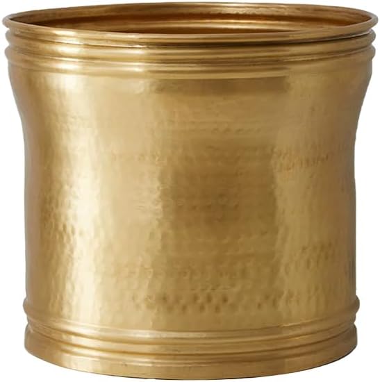 Serene Spaces Living Rajani Hammered Aluminum Planter – Decorative Indoor Plant Pot with Textured Finish, Antique Cachepot for Home, Office, Event Décor, Gift Idea, 15" Diameter & 15" Tall
