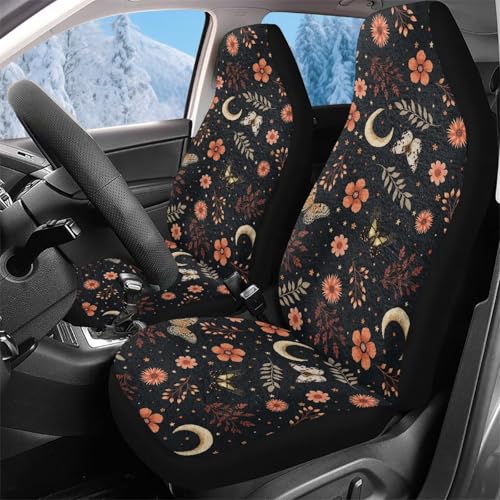 Housses de siege de voiture avant elastiques souples | Protection 52x138cm fleurs et papillon