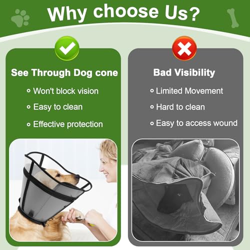 Image of Cone for Dogs - Soft Elizabethan Collar for Large, Medium & Small Dogs | Post-Surgery Recovery, Anti-Licking, Adjustable & Lightweight Dog Cone Alternative (Black,XL)