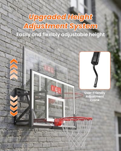 Image of IGL In ground Basketball Hoops Outdoor, 10ft Height Adjustable Basketball Goal In ground with Shatterproof Backboard and Pro-Style Rim