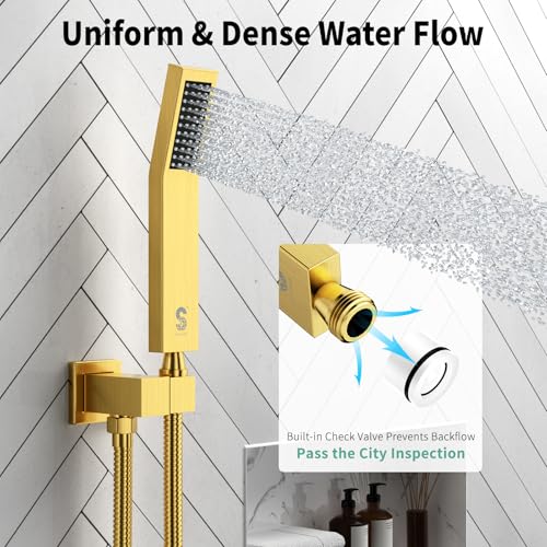 Image of SR SUN RISE 16 Inch Ceiling Mount Rain Shower System,Brushed Gold