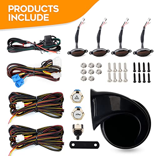 Utv Emergency & Turn Signal Kit With Toggle Switch And Horn Kit Red & Amber Led Compatible With Pioneer, Rzr, Can-Am, Kawasaki #TOP7