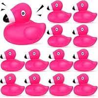 12 PCS Flamingo Rubber Ducks, Pink Cute Flamingo Duck, Floating Squeaky Bath Toys for Baby Shower Birthday Party Favors, Mini Rubber Ducks for Cake Decoration Classroom Prizes