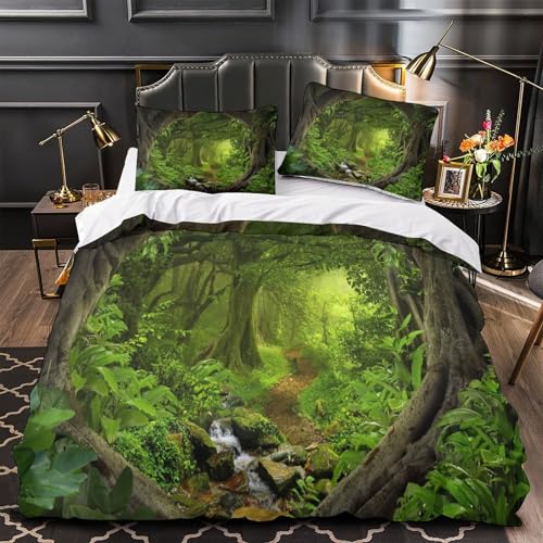 Linge de lit microfibres résistante 3D imprimé 3 pièces Forêt King