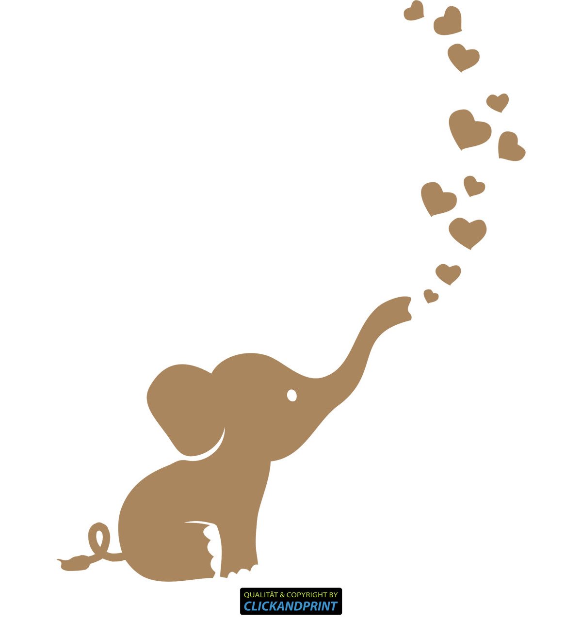 Aufkleber » Baby Elefant, 120x96,8cm, Hellbraun • Dekoaufkleber/Autoaufkleber/Sticker/Decal/Vinyl