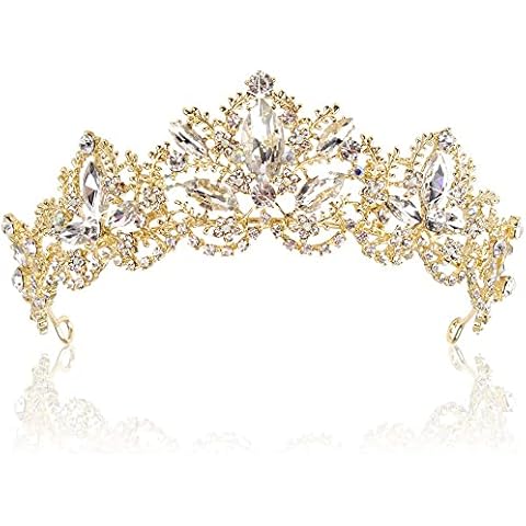 Krone Damen,Prinzessin Krone,Diadem Tiara,Krone Mädchen,Krone Gold Damen Tiara Hochzeit Tiaras und Kronen für Frauen Strass Kristall Königin Tiara für Hochzeit,Festzüge, Geburtstag Party Cover