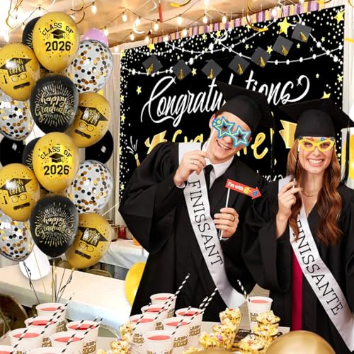 Graduation Balloons 2026 - 50pcs Black & Gold Latex Party Decorations - Image 4