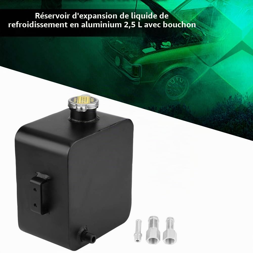 Vase d'expansion de liquide de refroidissement moteur universel 2.5L en aluminium KIMISS, avec bouchon