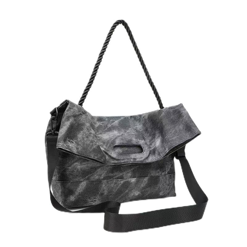 Retro splicing PU square bag women's 2025 new magnetic buckle closed commuter large-capacity messenger bag