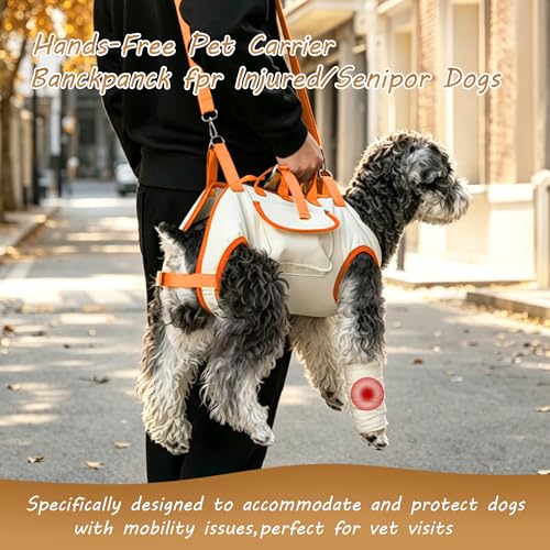 YAODHAOD Hands Free Dog Backpack Carrier for Small Dogs, Breathable Pet Carrier with Adjustable Straps,Portable Shoulder Carrier Sling Backpack for Hiking, Camping, Walking, Cycling (Orange, M) by YAODHAOD - Used condition - Image 5