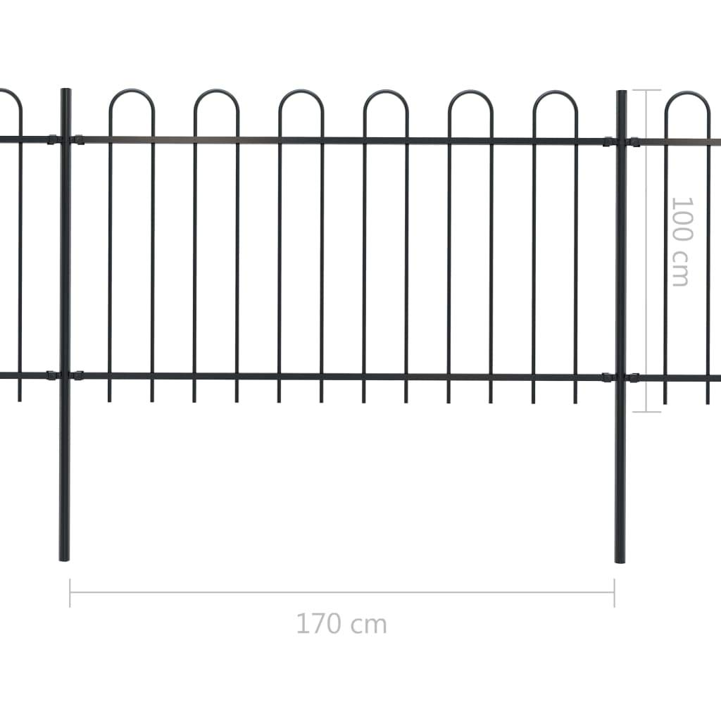 Gartenzaun mit Bügel-Design Stahl 10,2 x 1 m Schwarz Stahl Teichzaun Steckzaun Gartentor