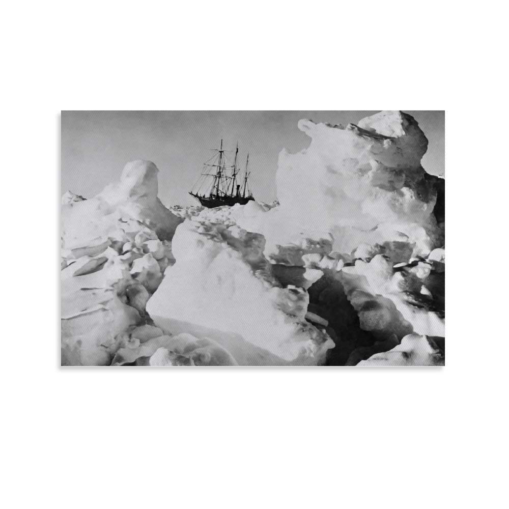 Kdik Unframe-Style1 Ernest Shackleton's Ship Endurance Trapped In Ice Vintage Retro Poster Canvas Wall Art Posters For Room Aesthetic Living Room Picture Print Home Decor 16X24inch(40X60cm) Size 30