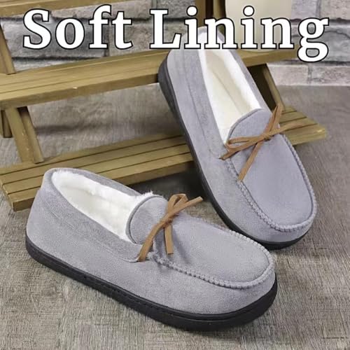 AuraGlor Unisex Moccasin Slippers for Women & Men – Cozy Faux Fur Lining, Memory Foam House Shoes, Non-Slip Rubber Sole, Classic Suede-Style Loafers for Indoor & Outdoor3