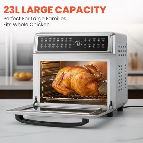 Image of INALSA Air Fryer Oven With 23L Capacity|1700 W-16 Preset Programs |Digital Display and Touch Control| Rotisserie & Convection| 9 Accessories| Recipe Book|2 Year Warranty-Aero Smart23