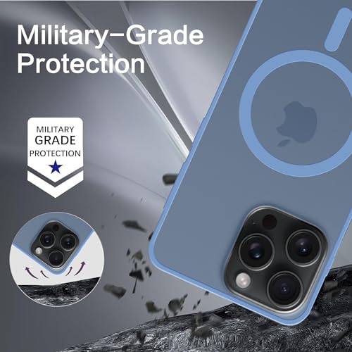 Image of amazon basics Luxury Paper Thin Case Cover for iPhone 15 Pro | Matte Finish | Compatible with magsafe | (Dark Blue, iPhone 15 Pro)
