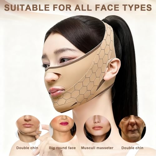 Image of MAYCREATE V-lifting Face Mask Elastic Compression V-Lifting Face Mask, Firming and Sculpting Sleeping Masks for Chin and Jawline for Tightened and Contoured Facial Skin