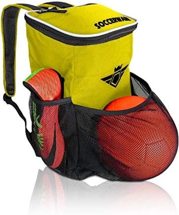 Soccer Bag Backpack | Children Kids Toddler | Bag Fits All Soccer Equipment & Gym Gear (Yellow)