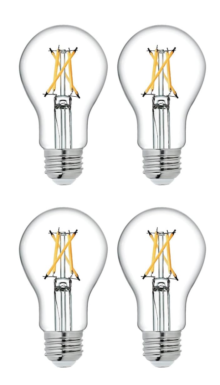 Photo 1 of (4 Bulbs) GE Relax LED A19 Dimmable HD Light Bulb, 800 lumens, 60 watt Replacement Using only 8.5 watts, Asterisk Filament, Exceptional Color Contrast and Boldness LED Light Bulb