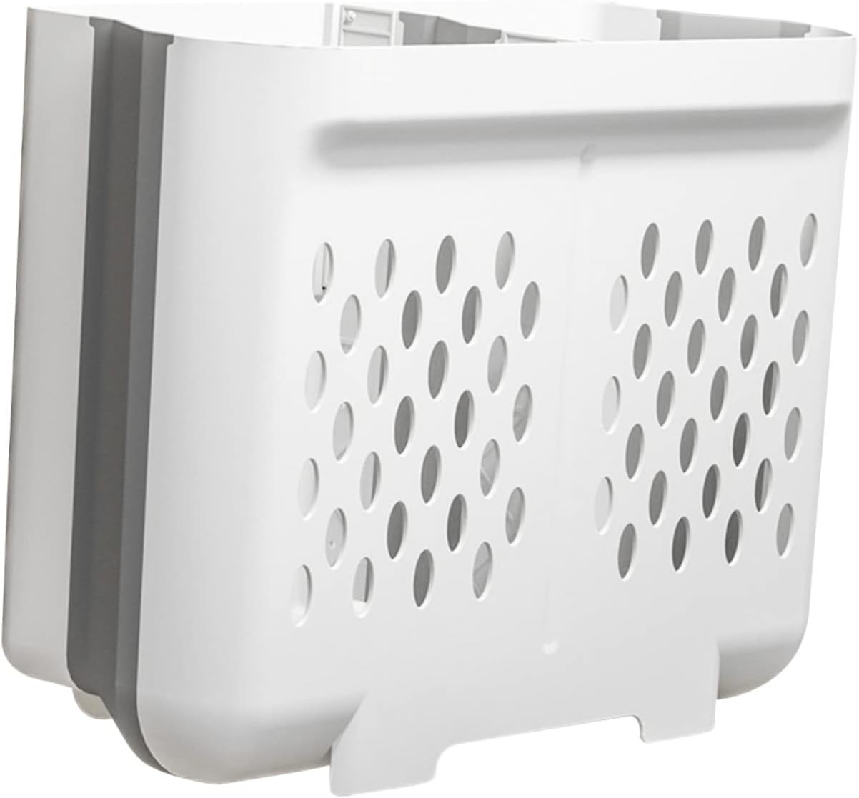 Foldable Laundry Basket Wall Mounted Double Compartment Hollow Clothes Hamper for Home Closet Storage Space Saving Dirty Clothes Organizer with Large Capacity