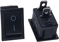 Vista 3 de Rocker Switch 10pcs KCD1-101 Rocker Power Switch 6A250V 10A125V Button Switch SKPT 2 feet 15 * 21mm on/Off Control Switch Black ON-Off, Gris