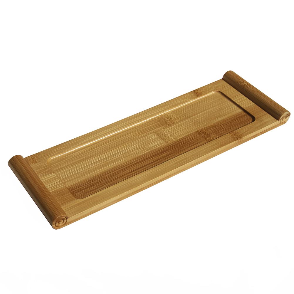 Z-ONE Bamboo Vanity Tray Bathroom Tray Bamboo Bathroom Accessorie and Home Decor Scroll Type Innovative Design (Bamboo, 11.5*4 in)