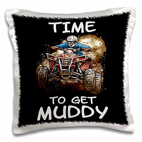 3dRose Sven Herkenrath Sport-Time to Get Muddy for ATV and Quad Lovers Offroad (pc-320109-1) Pillow Case, White